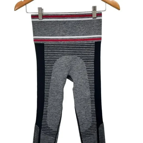 2/$30 Mono B Seamless Hybrid High Waisted Techno Athletic Track Leggings Gray - Picture 8 of 12